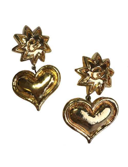 Boucles d'oreille clips CHRISTIAN LACROIX pendantes coeur