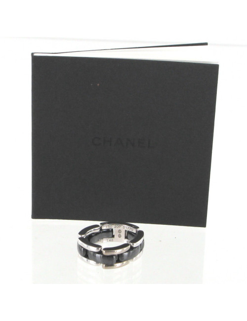 Bague CHANEL Ultra en or blanc et céramique noire