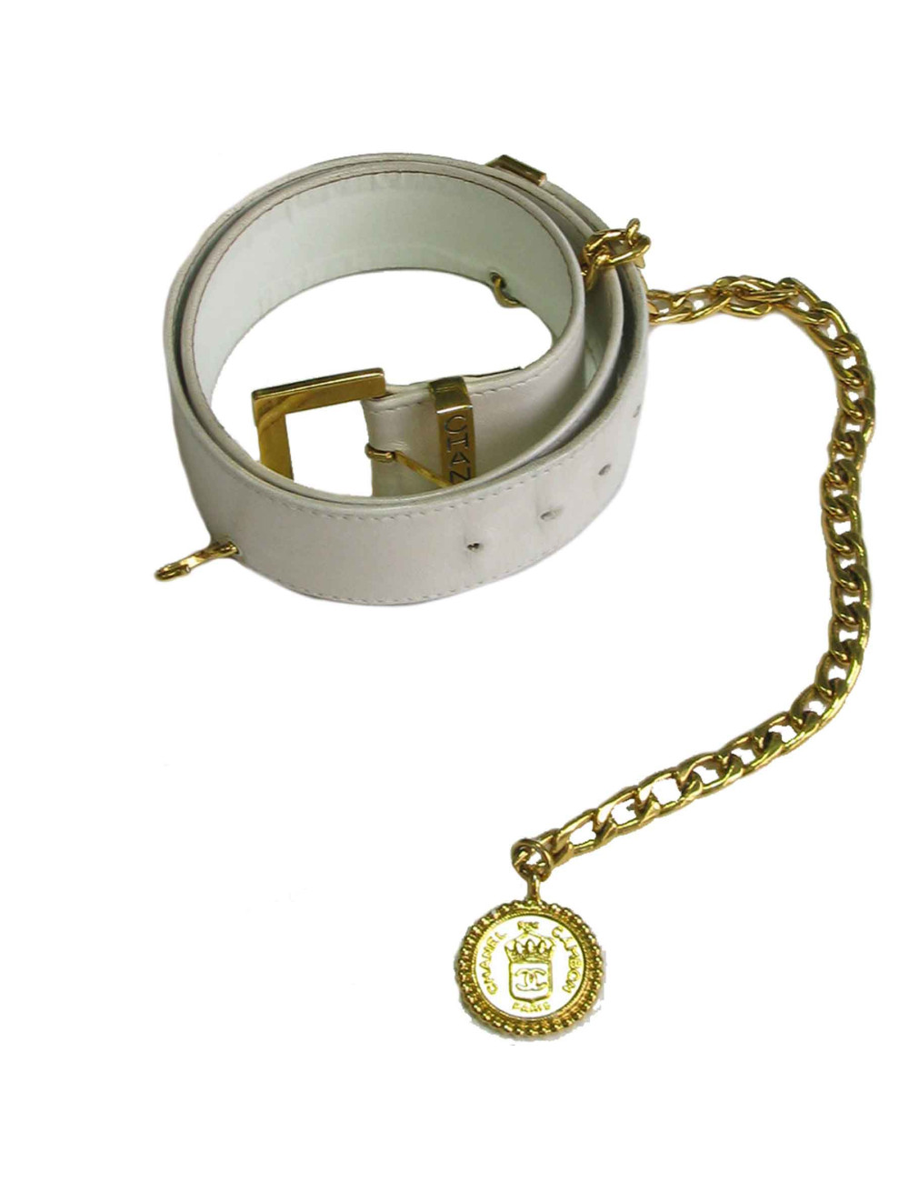 Ceinture CHANEL blanche et chaine dorée vintage