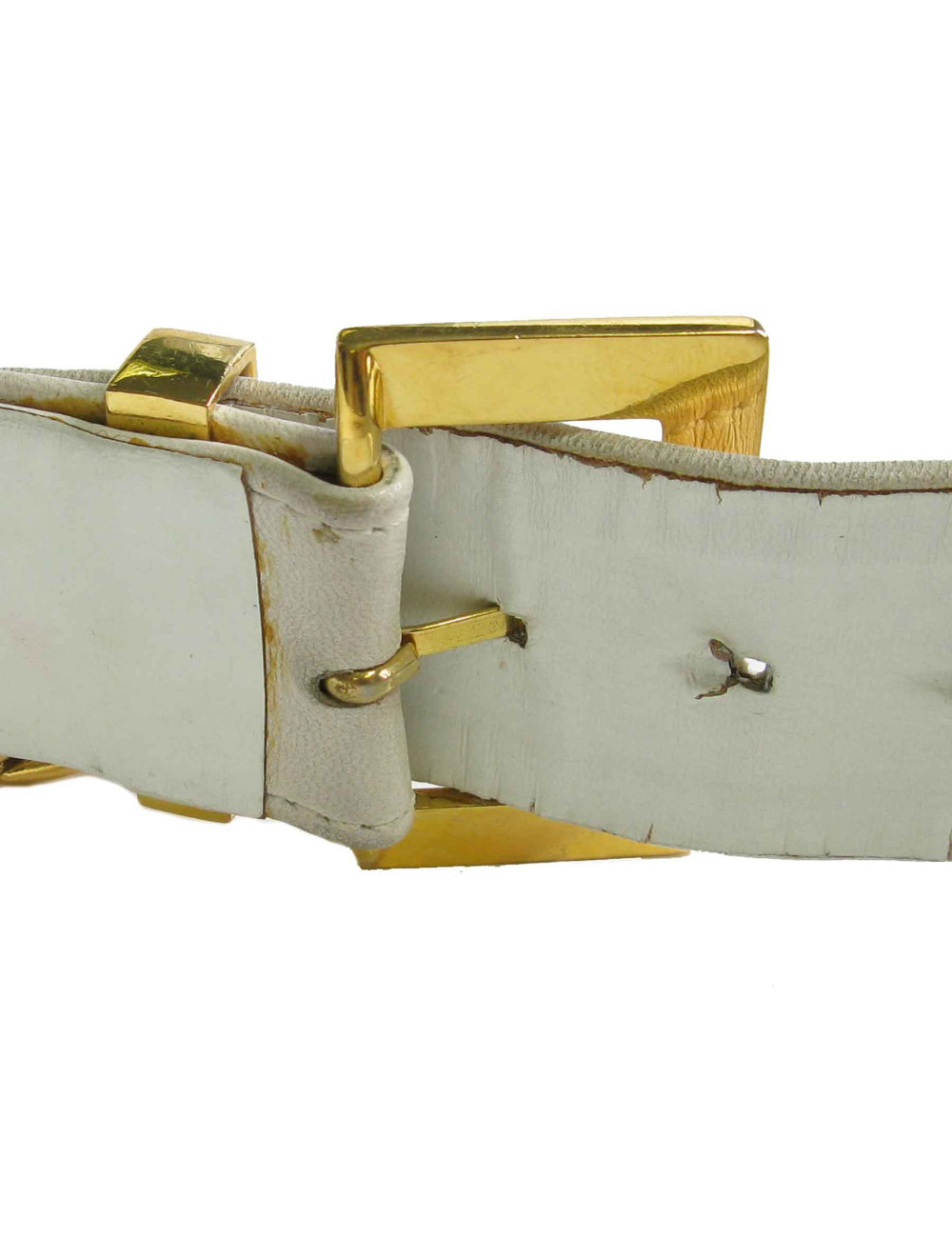 xxx Ceinture CHANEL blanche et chaine dorée vintage