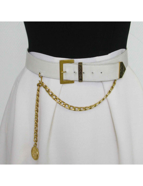 Ceinture CHANEL blanche et chaine dorée vintage
