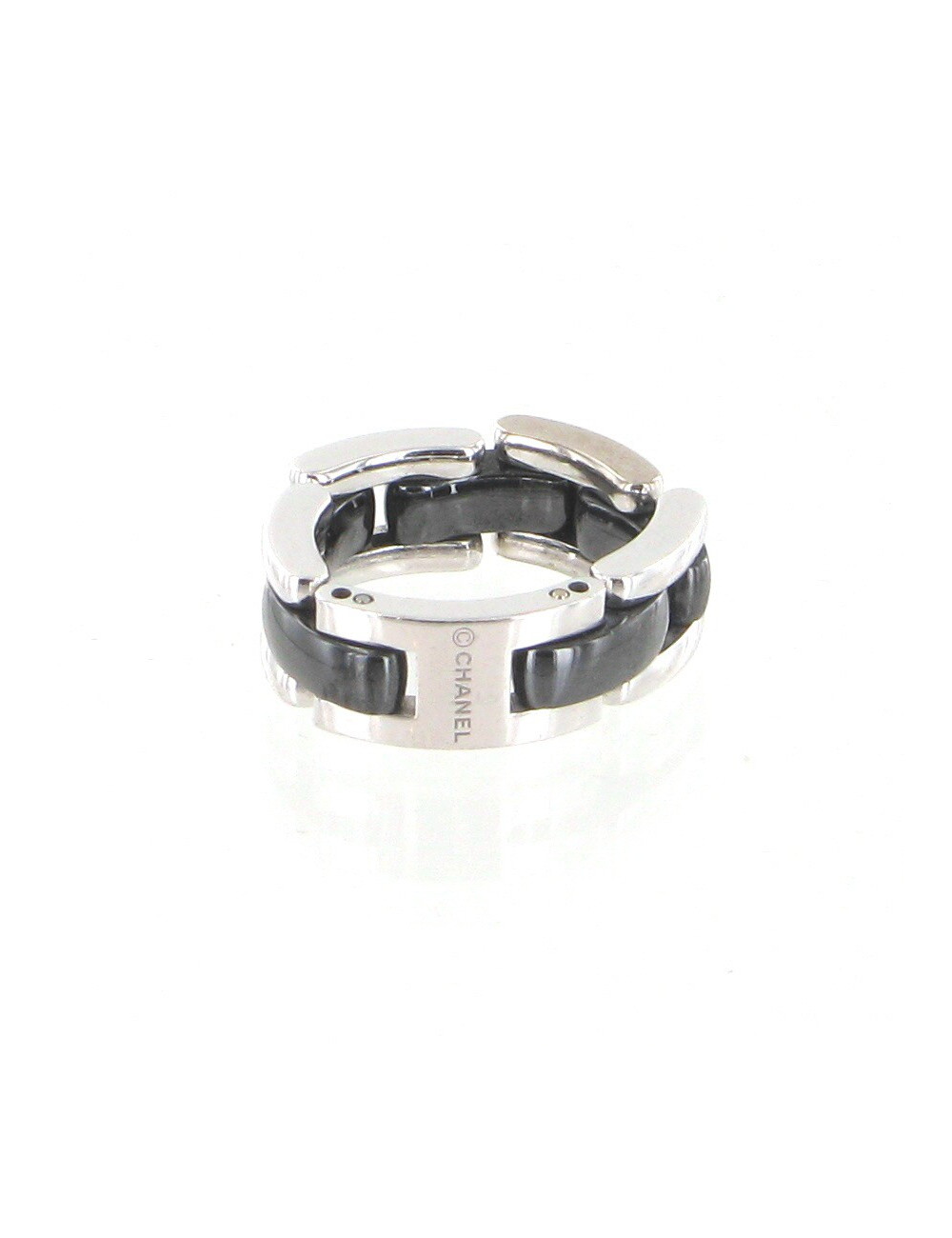 Bague CHANEL Ultra en or blanc et céramique noire
