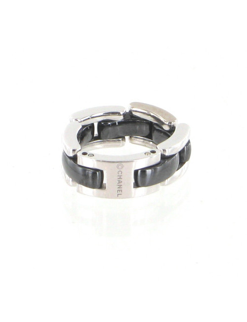 Bague CHANEL Ultra en or blanc et céramique noire