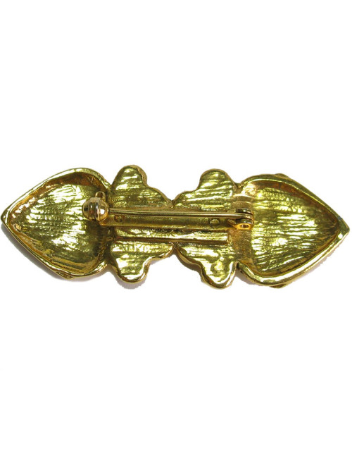 Broche métal sans marque dorée à l'or fin vintage