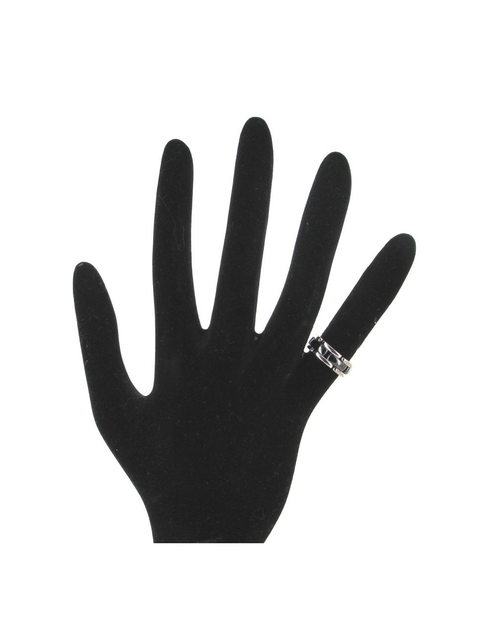 Bague CHANEL Ultra en or blanc et céramique noire