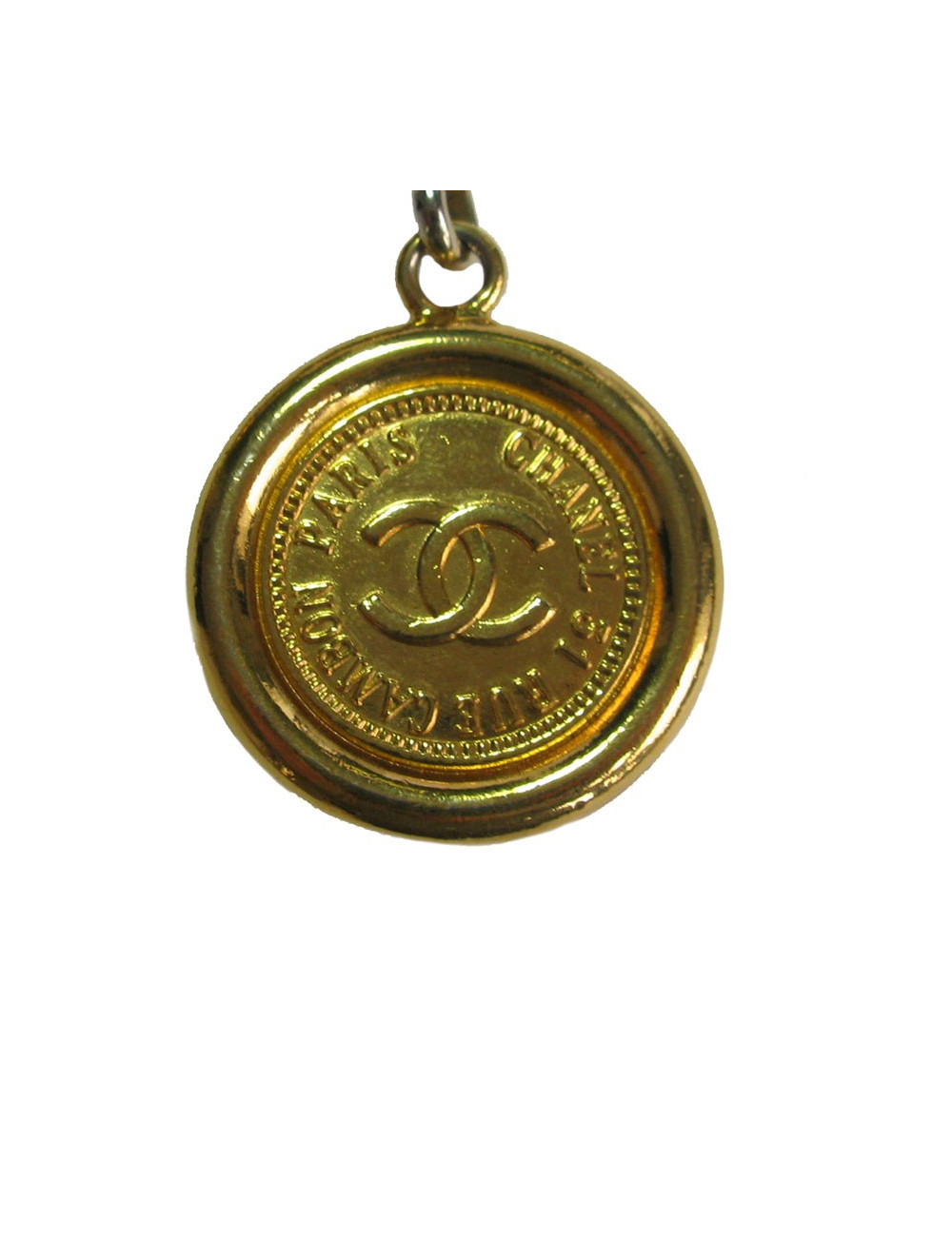 Ceinture CHANEL en chaine dorée et cuir noir vintage 