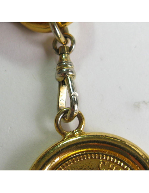 xxx Ceinture CHANEL en chaine dorée et cuir noir vintage 