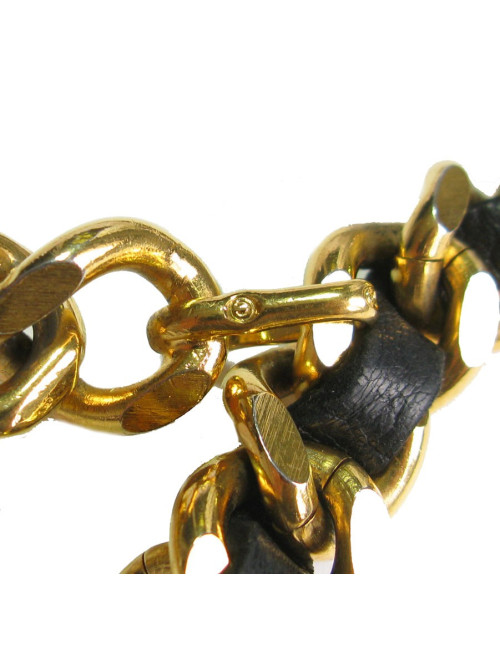 xxx Ceinture CHANEL en chaine dorée et cuir noir vintage 