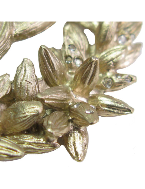 Broche CHANEL Epi de blé en métal doré or mat et strass