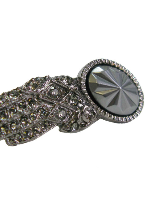 CHANEL wing shape clip-on earrings in ruthenium and rhinestones