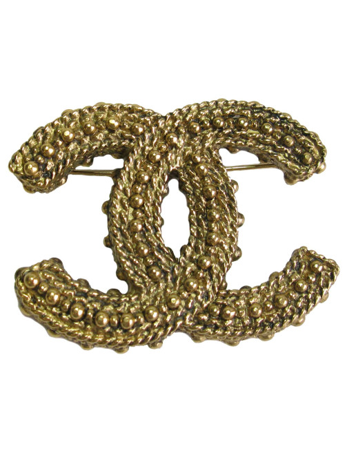 Broche CHANEL CC doré vieilli