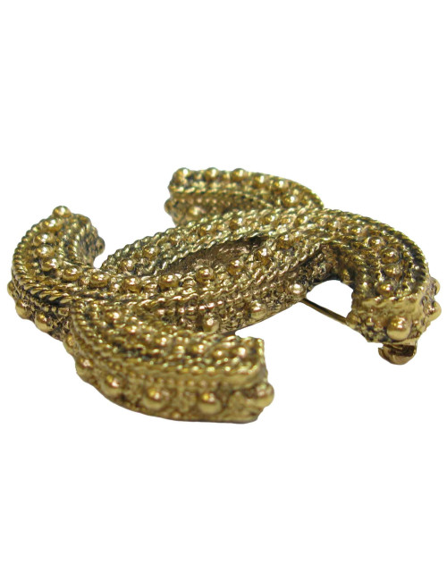 Broche CHANEL CC doré vieilli