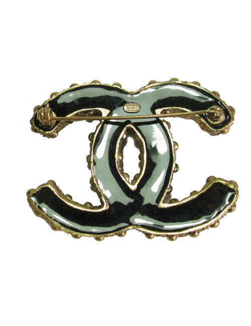 Broche CHANEL CC doré vieilli