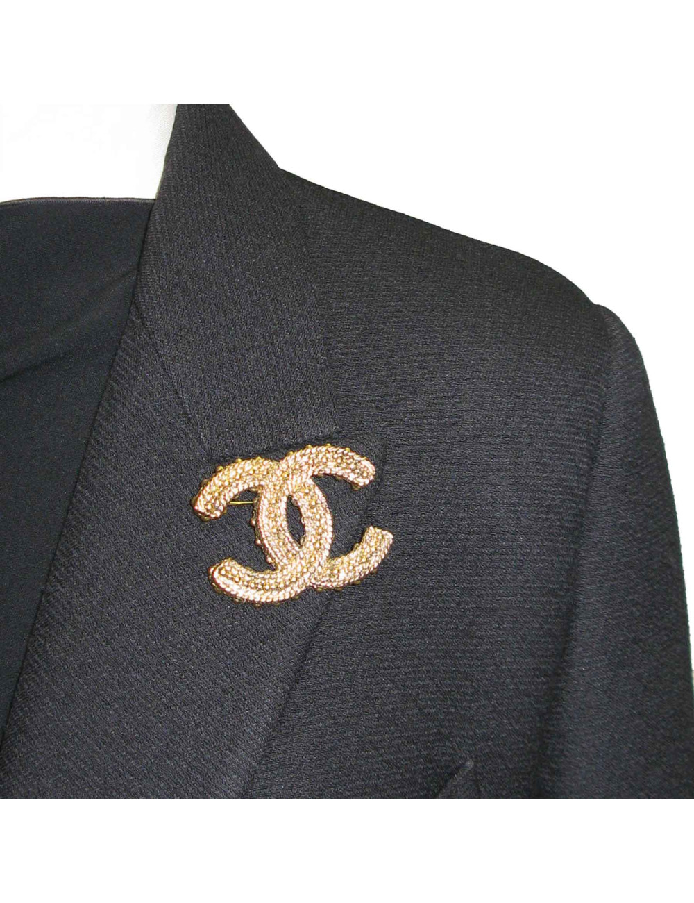 Broche CHANEL CC doré vieilli