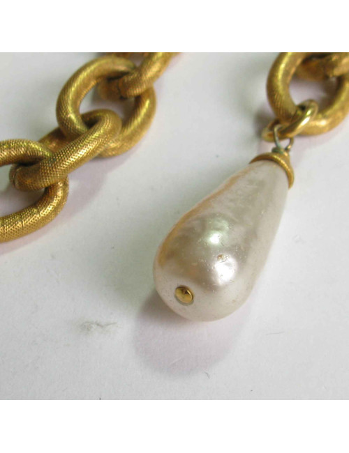 CHANEL necklace gold engine-turned metal belt