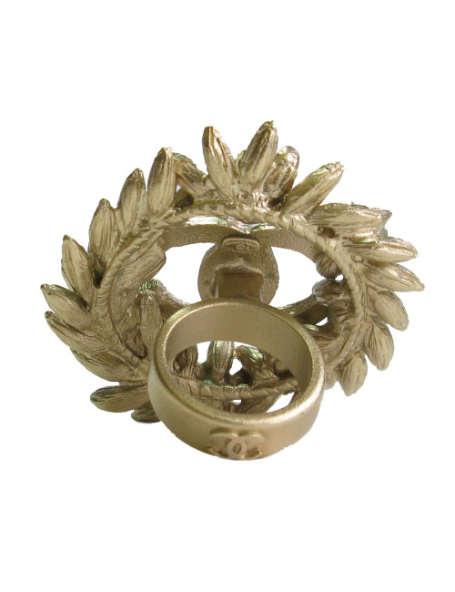 Bague CHANEL T53 épi de blé en métal doré or mat et brillants