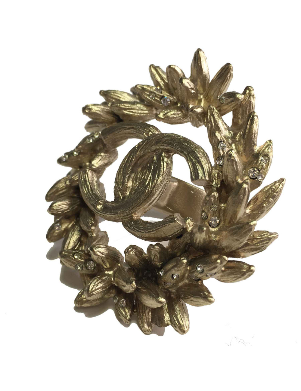 Bague CHANEL T53 épi de blé en métal doré or mat et brillants