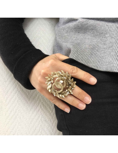 CHANEL crown ear of wheat ring in gilded metal size 53FR