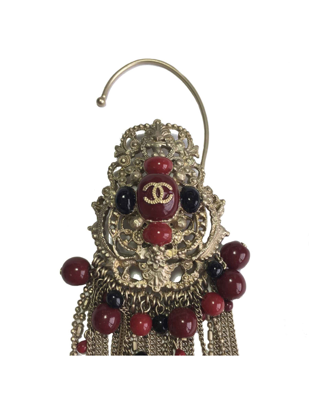 Boucle d'oreille clip CHANEL "Paris-Bombay" chaines pendantes