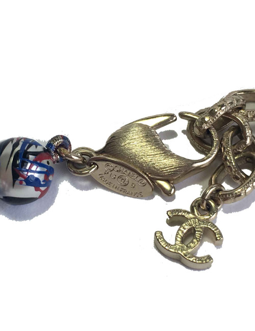 Sautoir CHANEL Airlines collection en perles nacrées, bleu blanc rouge