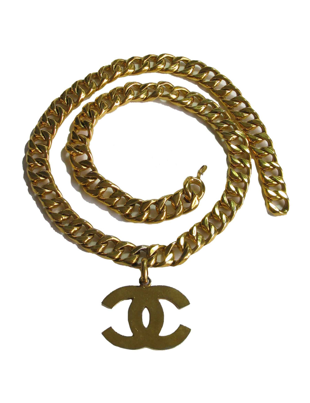 Ceinture sautoir CHANEL vintage en métal doré