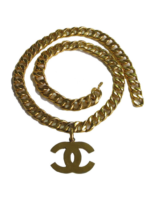 Ceinture sautoir CHANEL vintage en métal doré