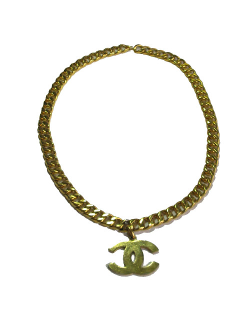 Ceinture sautoir CHANEL vintage en métal doré