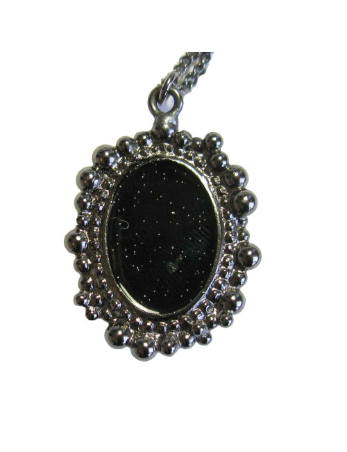 CHANEL pendant necklace in silver plated metal and feather