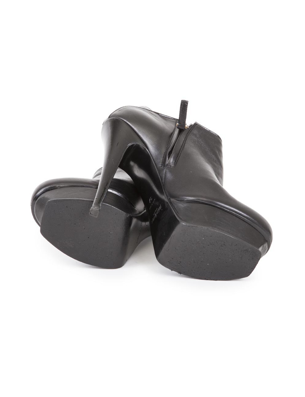 YVES SAINT LAURENT high heel platform boots in black leather size 37EU