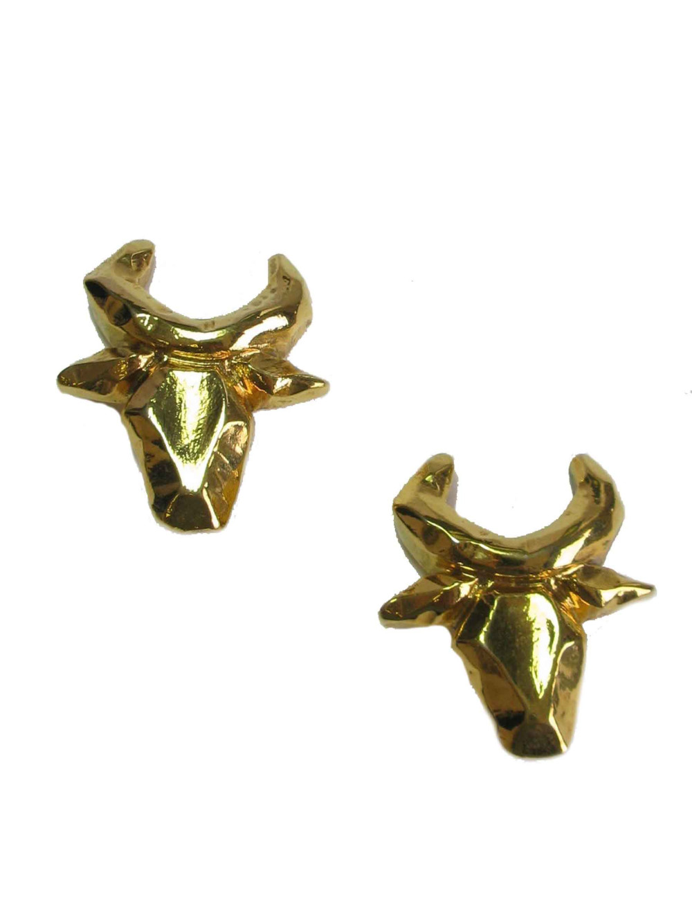Boucles d'oreille clips CHRISTIAN LACROIX tête de taureau en métal doré