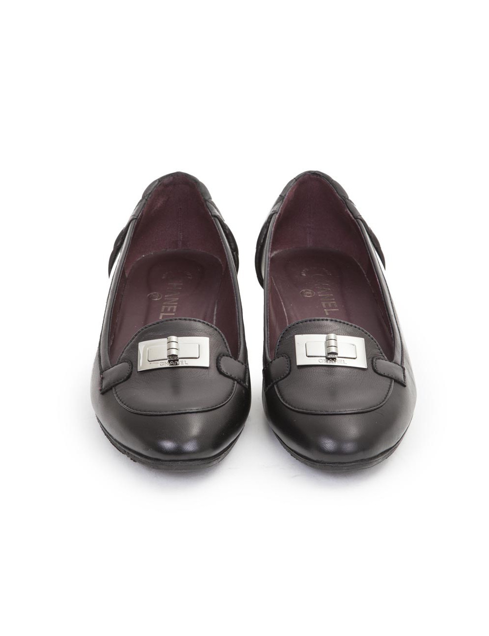 Ballerines CHANEL T 40 fermoir 2.55 cuir noir