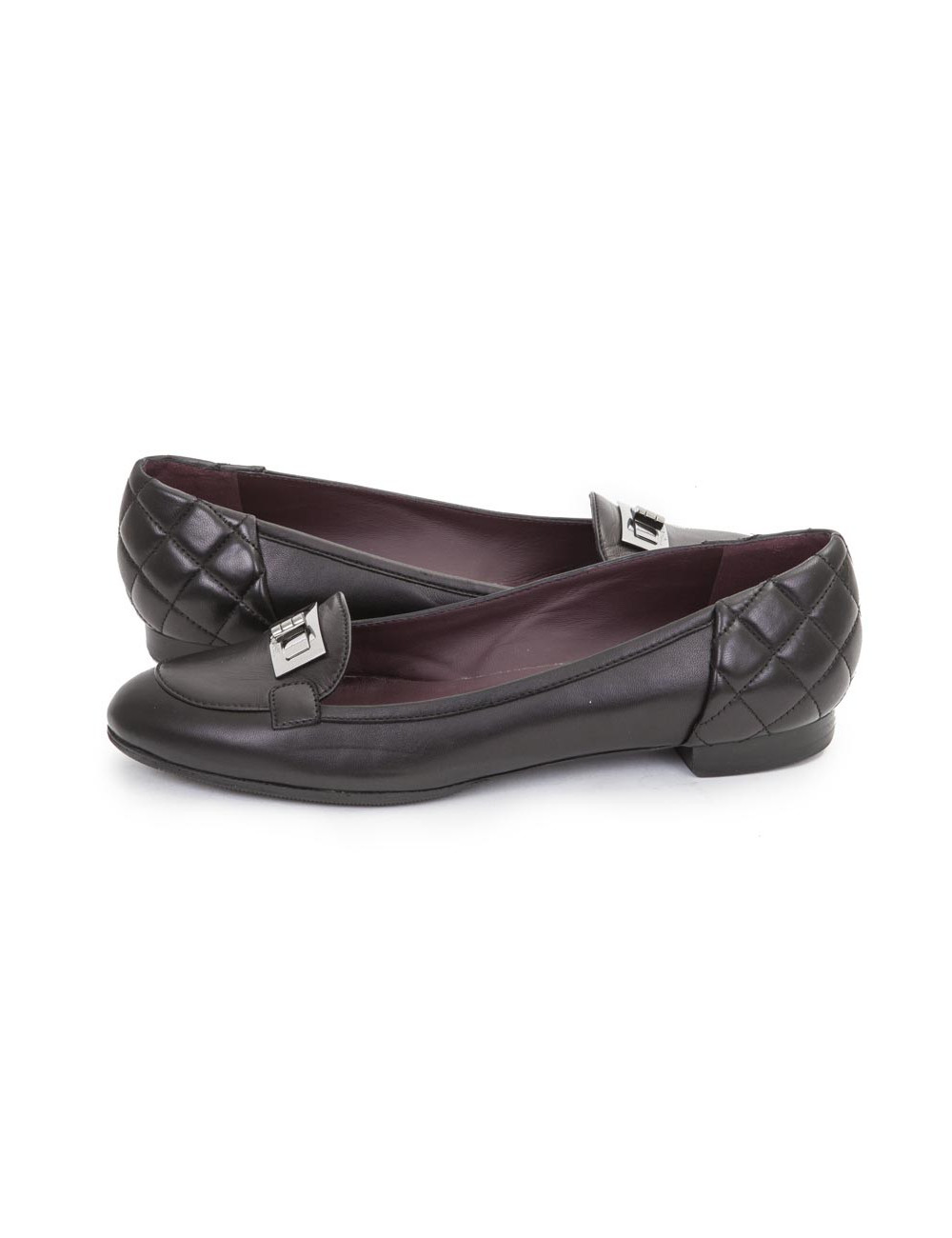 Ballerines CHANEL T 40 fermoir 2.55 cuir noir