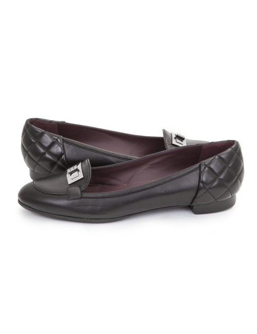 Ballerines CHANEL T 40 fermoir 2.55 cuir noir