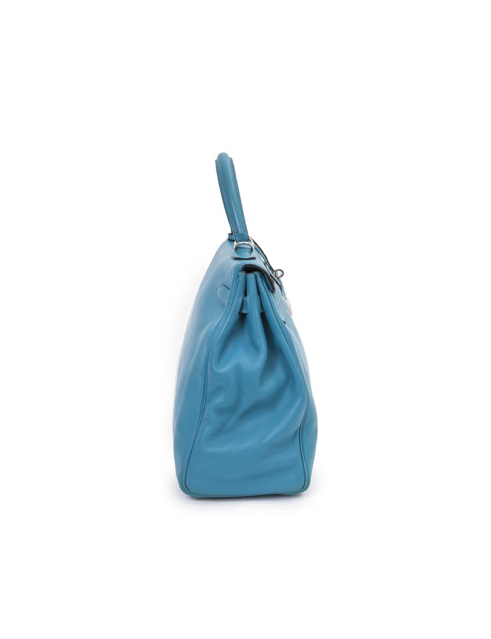 Sac HERMES Kelly II 35 en cuir de veau swift bleu izmir avec bandoulière