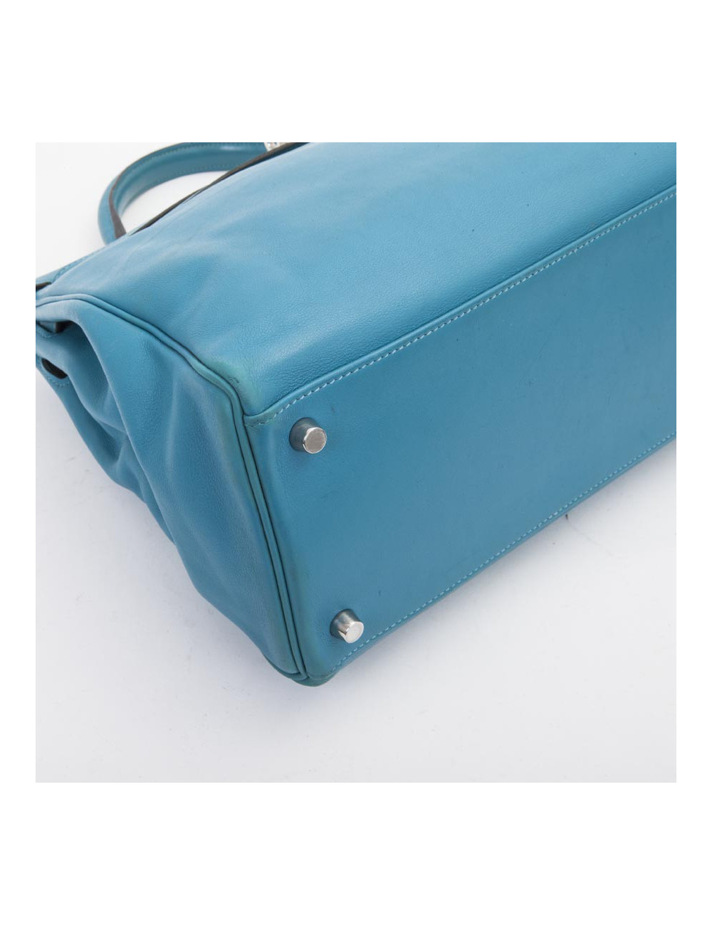 Sac HERMES Kelly II 35 en cuir de veau swift bleu izmir avec bandoulière