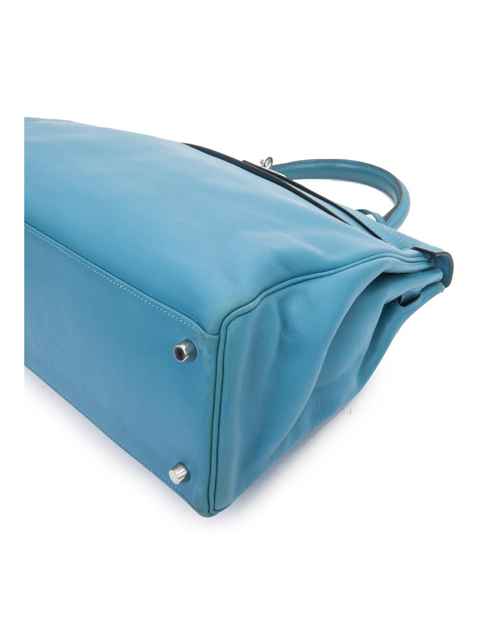 Sac HERMES Kelly II 35 en cuir de veau swift bleu izmir avec bandoulière