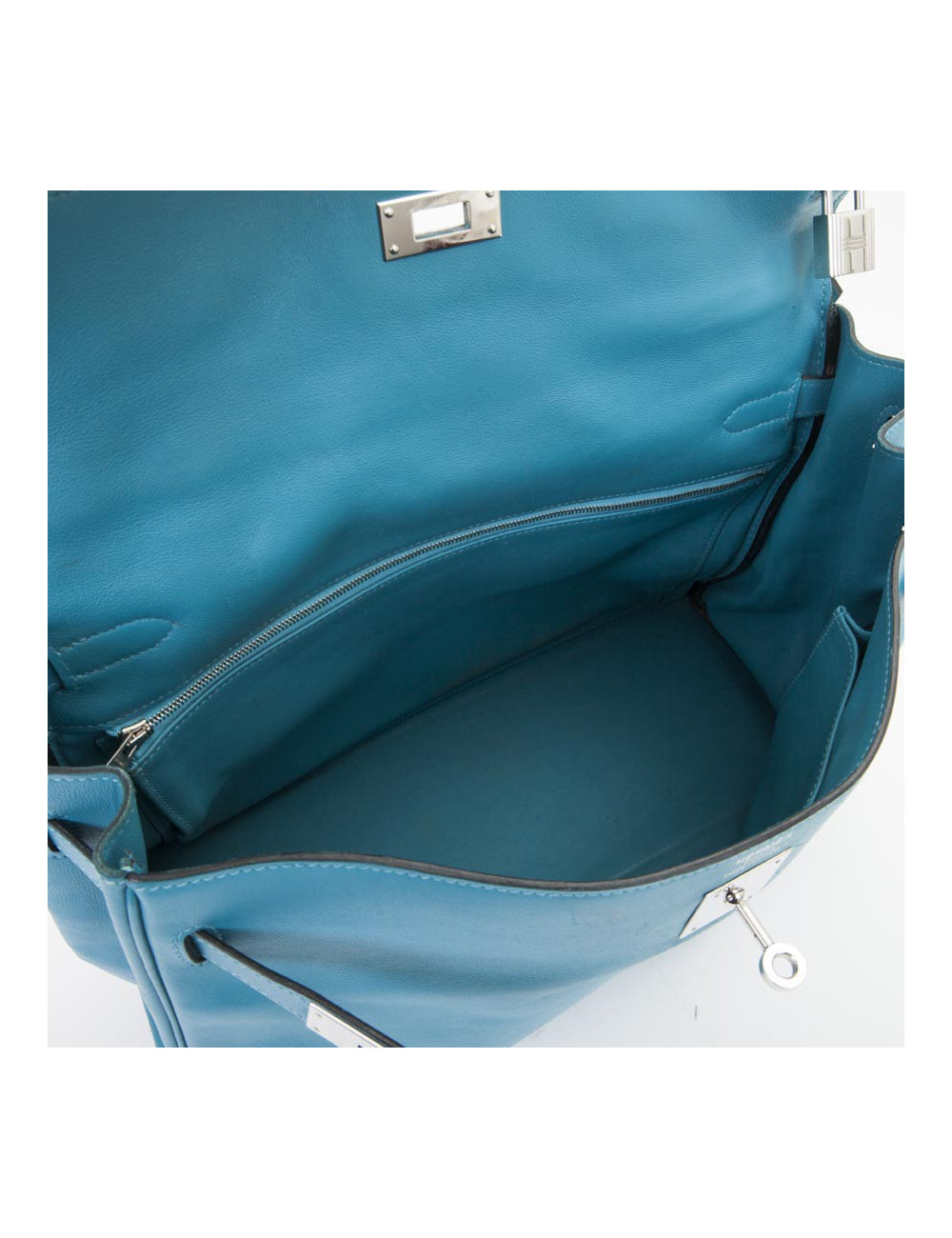 Sac HERMES Kelly II 35 en cuir de veau swift bleu izmir avec bandoulière