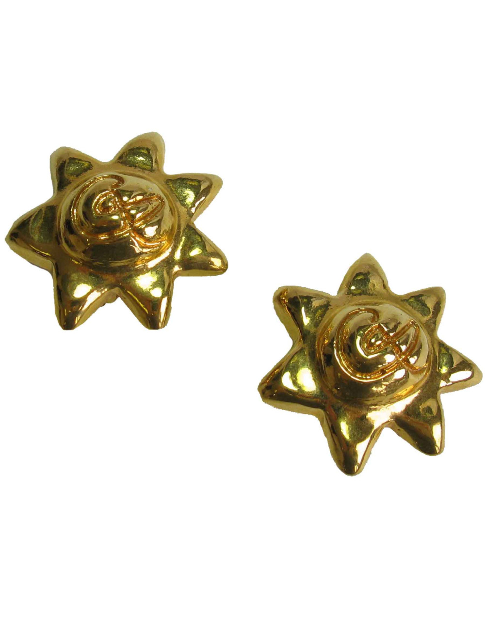 Boucles d'oreille clips CHRISTIAN LACROIX étoile en métal doré Vintage