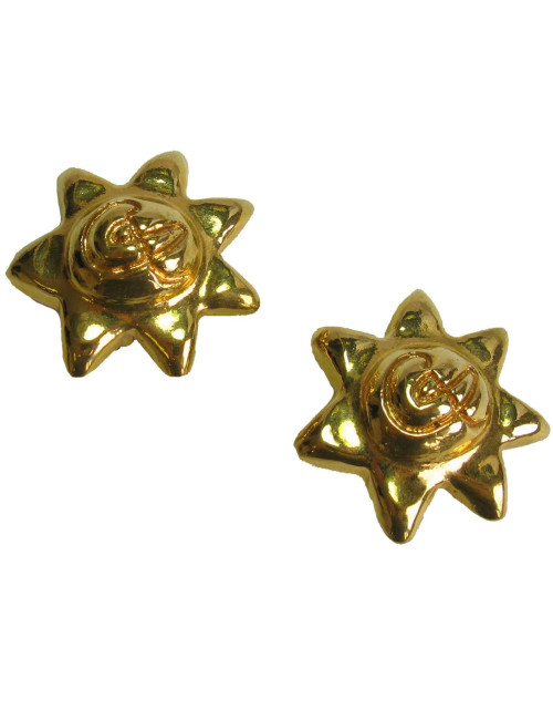 Boucles d'oreille clips CHRISTIAN LACROIX étoile en métal doré Vintage