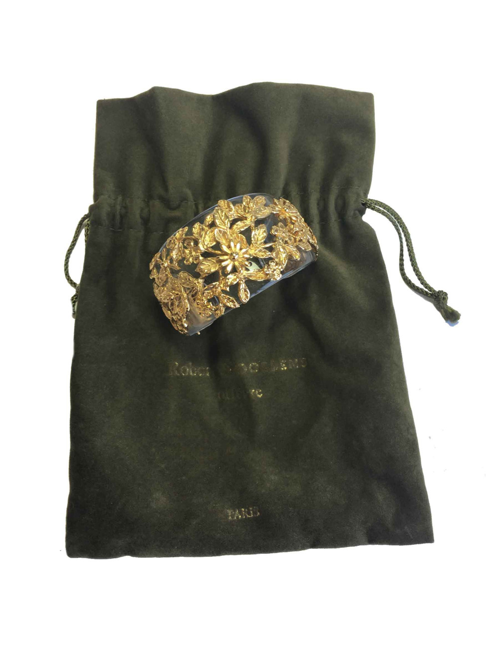 FIXER PRIX DEPOT Manchette GOOSSENS  en plastique et feuilles et fleurs en métal doré