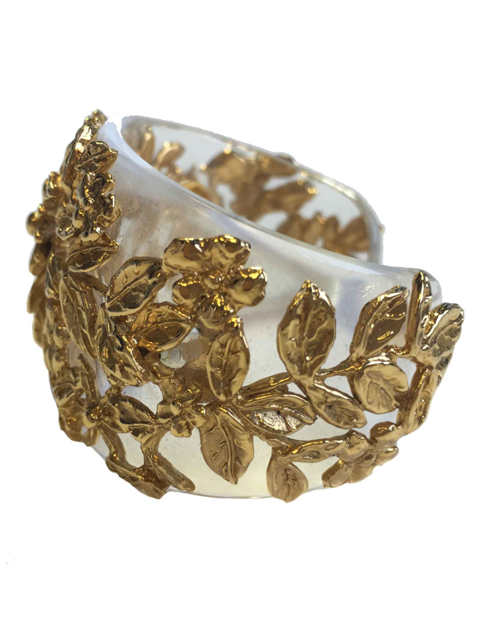 GOOSSENS cuff bracelet in transparent plexiglass and gilt metal