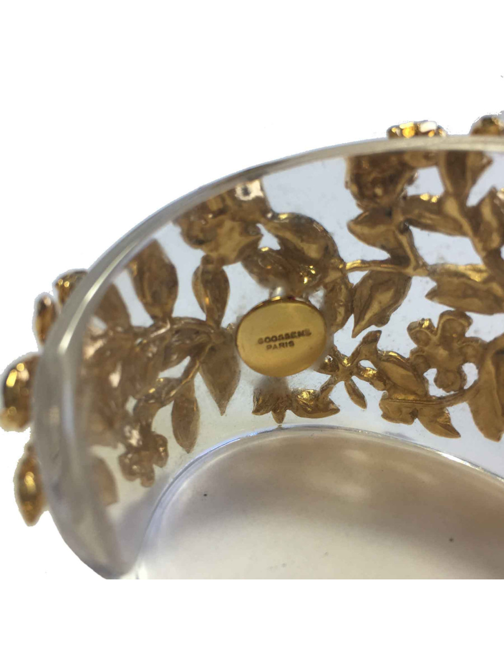GOOSSENS cuff bracelet in transparent plexiglass and gilt metal