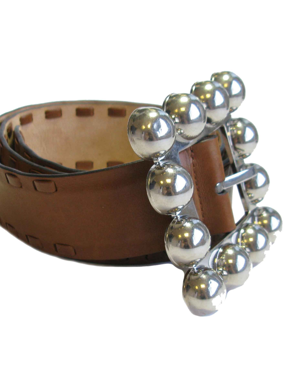 Ceinture ROBERTO CAVALLI T80 en cuir marron et bijouterie argentée