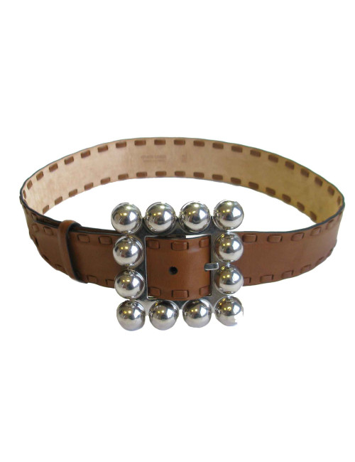 Ceinture ROBERTO CAVALLI T80 en cuir marron et bijouterie argentée