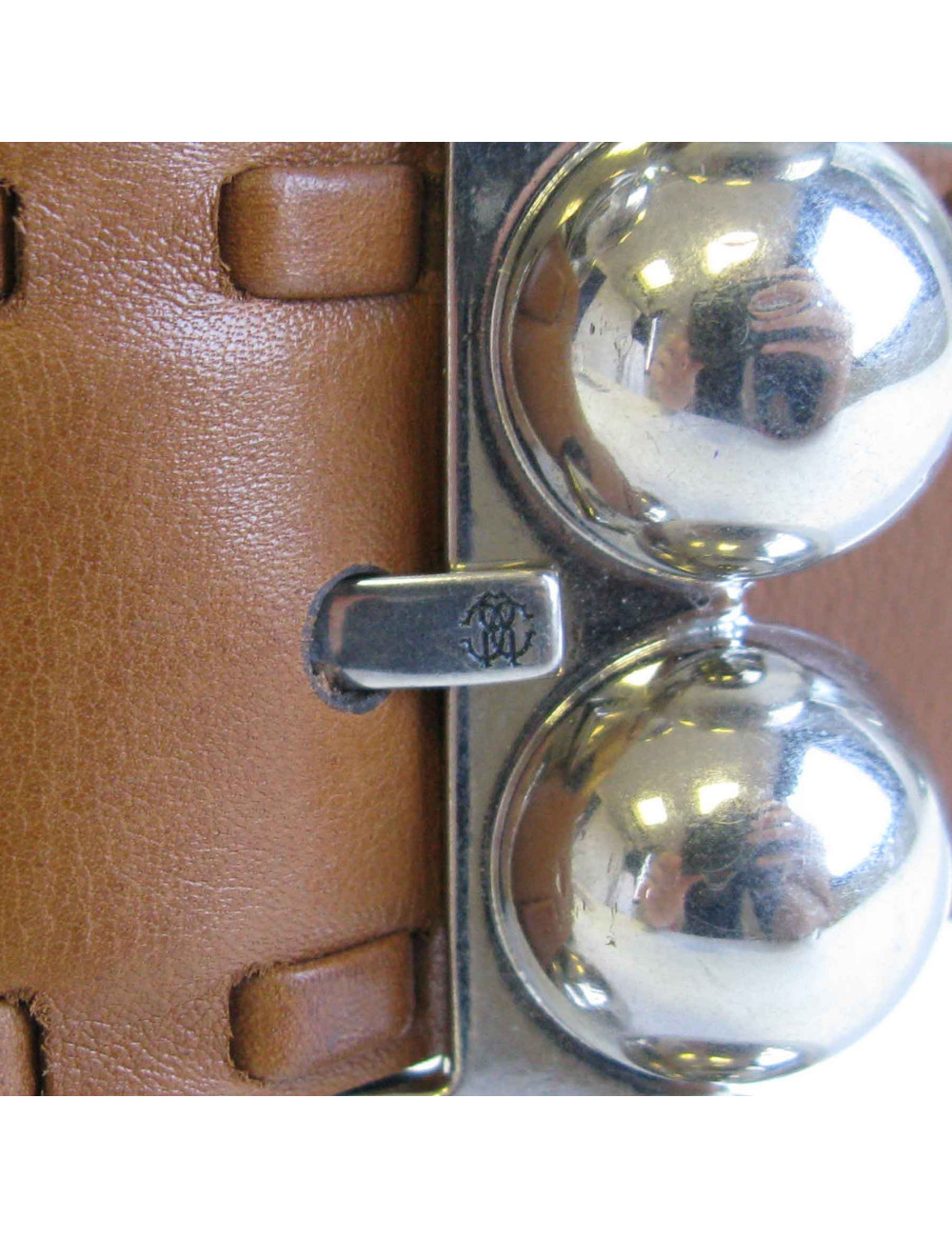 Ceinture ROBERTO CAVALLI T80 en cuir marron et bijouterie argentée