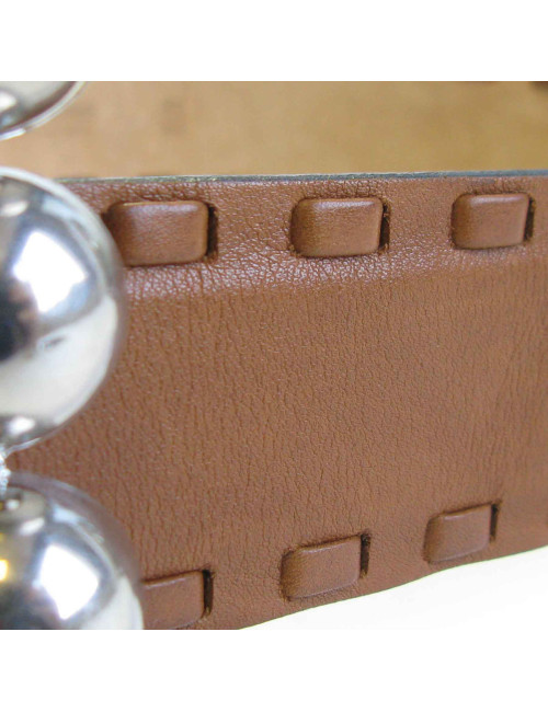 Ceinture ROBERTO CAVALLI T80 en cuir marron et bijouterie argentée