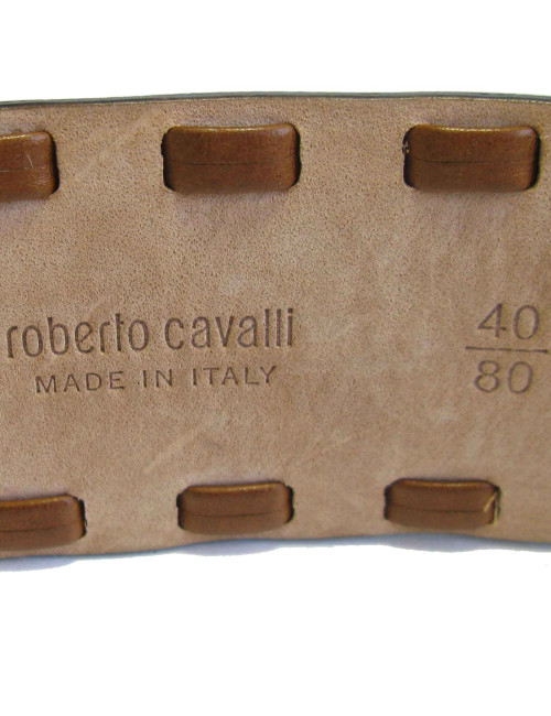 Ceinture ROBERTO CAVALLI T80 en cuir marron et bijouterie argentée