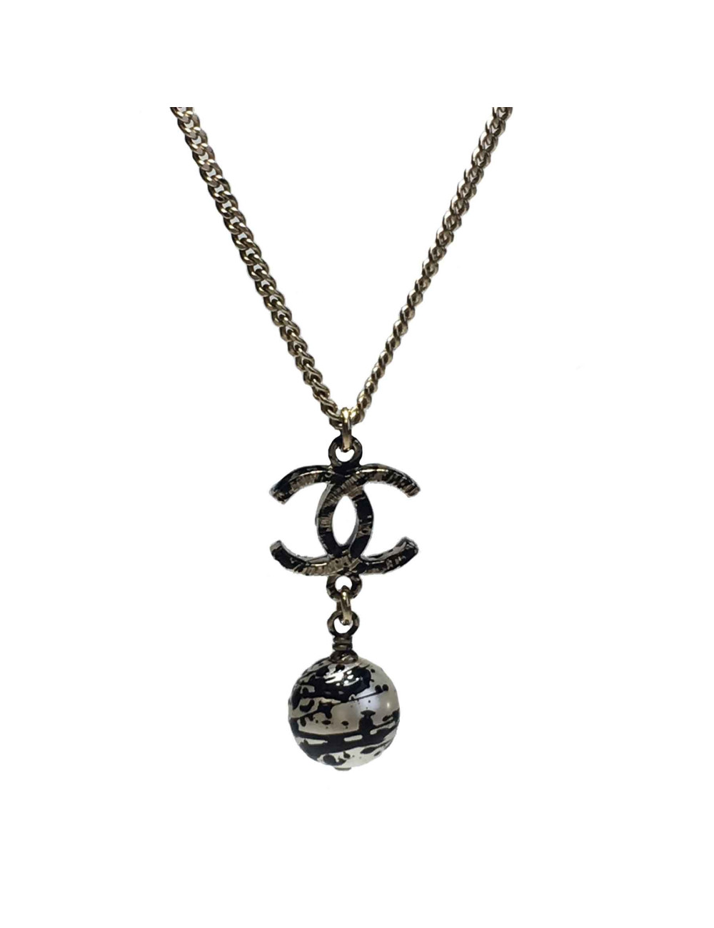 Collier CHANEL pendentif boule 