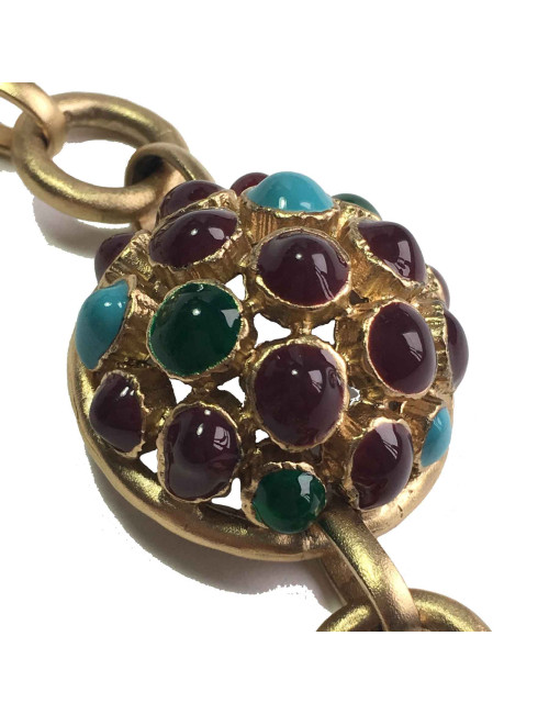 xxx Collier "Paris-Bombay" CHANEL en métal doré mat et pâte de verre de couleur