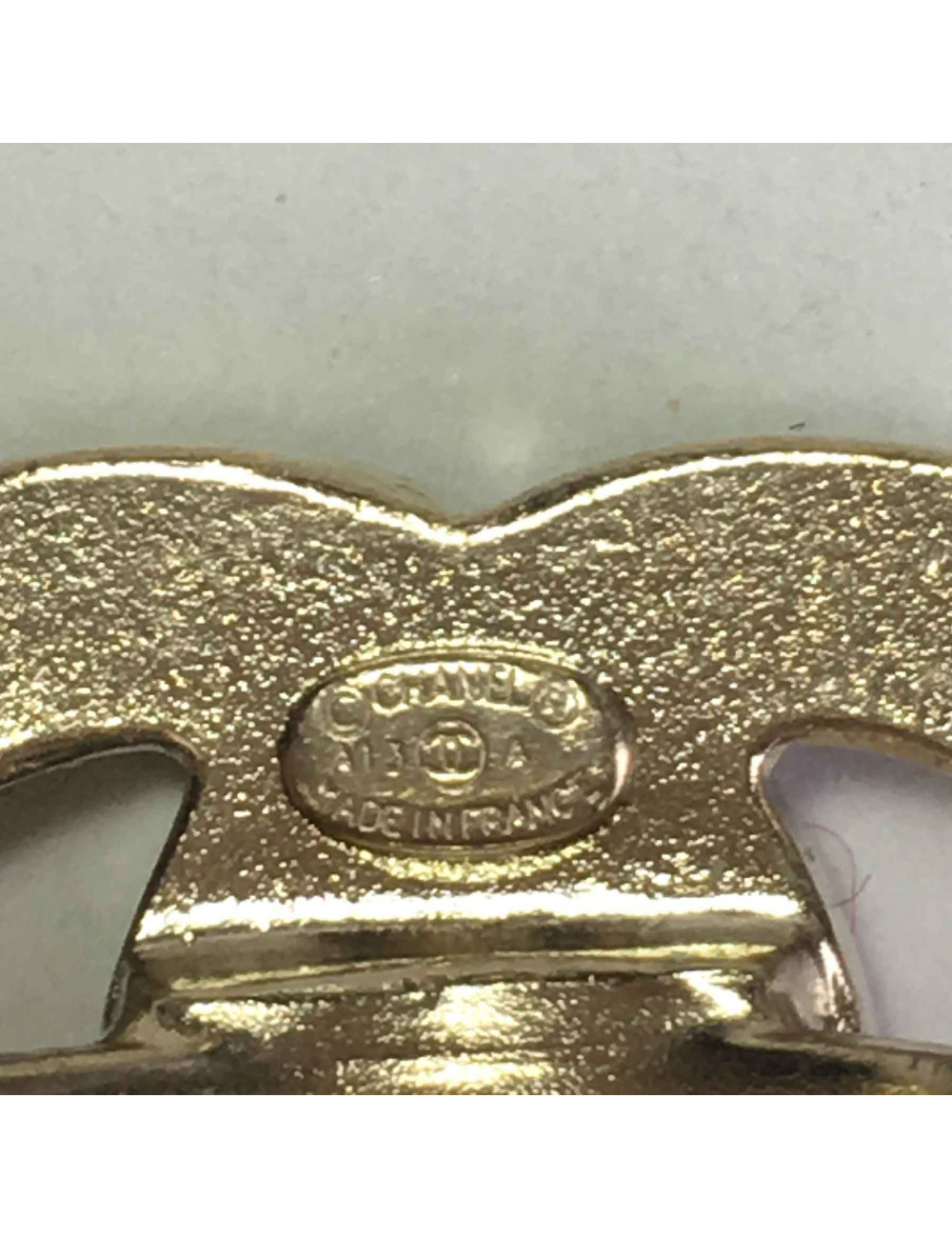 Bague CHANEL Paris- Edimburg T53 en métal doré et tweed écossais